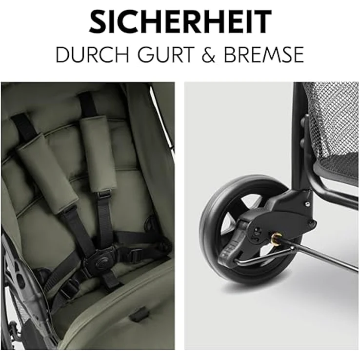 hauck Buggy Sport, ultra leichter Reisebuggy mit Liegefunktion, für Kinder bis 15 kg, klappbar und mit extra großem Korb bis 3 kg, Olive – Bild 5