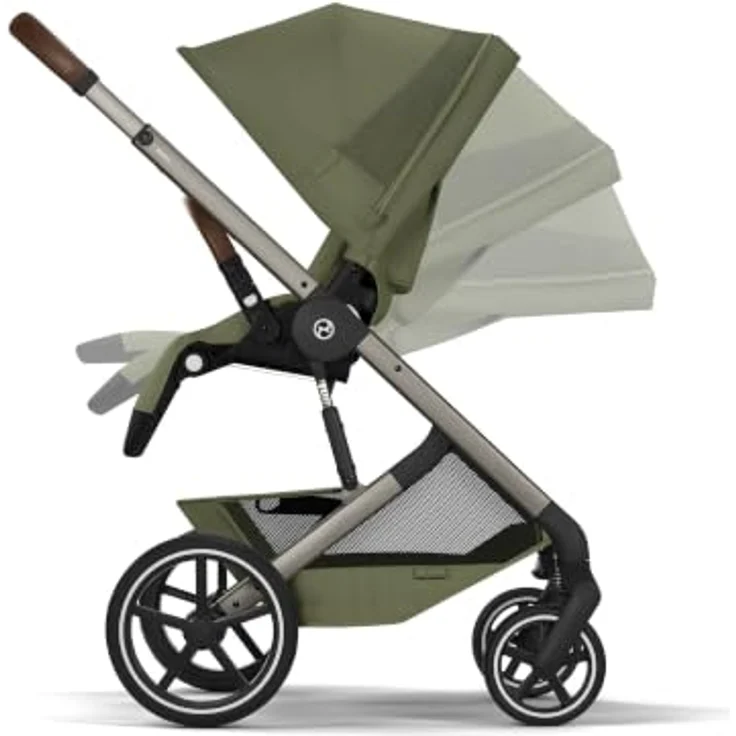 Cybex Balios S Lux Kombikinderwagen, inkl. faltbarer Babywanne, Moss Green, komfortable Federung und pannensichere All-Terrain-Räder – Bild 3