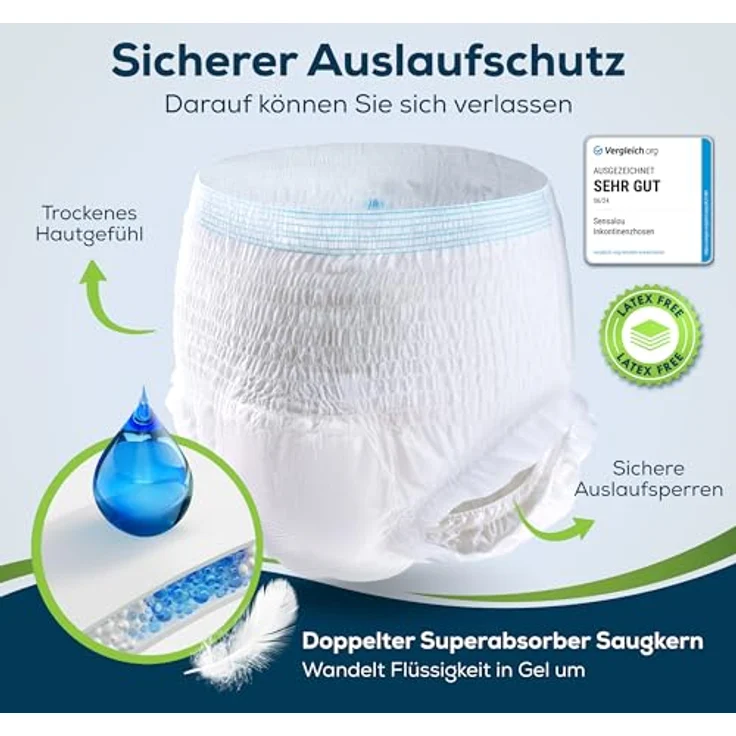 Sensalou Inkontinenz Windeln Pants Slip - Höschen Größe L (88-St), für starke Blasenschwäche – Bild 2