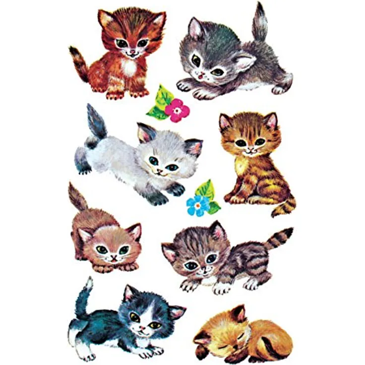 AVERY Zweckform 4346 - Papier Sticker Katzen, Aufkleber, Kindersticker, Kindergeburtstag, Mitgebsel, Gastgeschenke, Sammeln, Preise Partyspiele, Schnitzeljagd, Schatzsuche, 30 Sticker