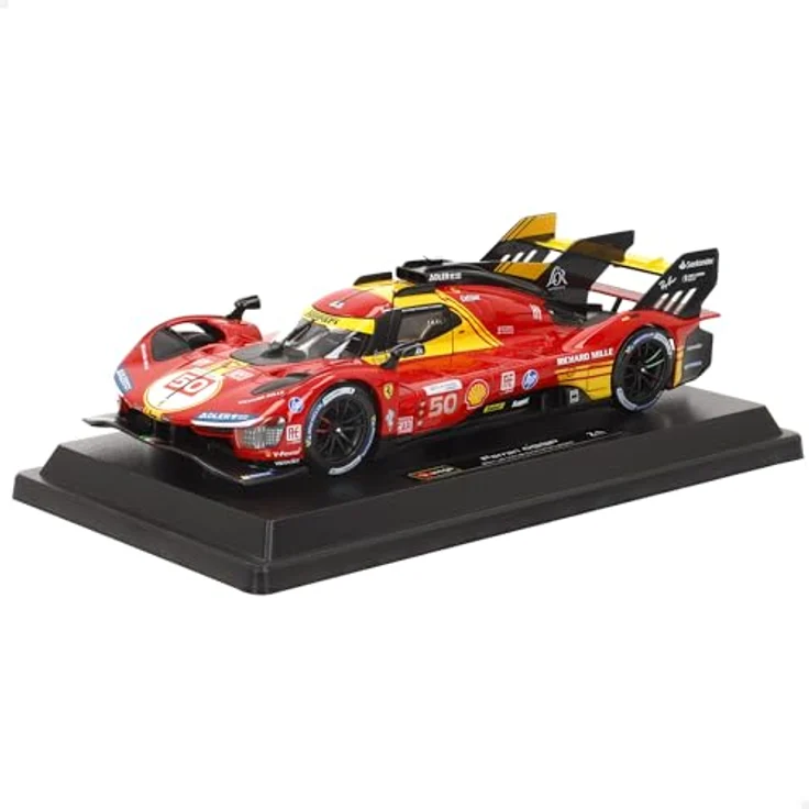 Bburago Ferrari Racing 499P, Detailgetreues 1/24 Modellauto aus Zinkguss, rot – Bild 1