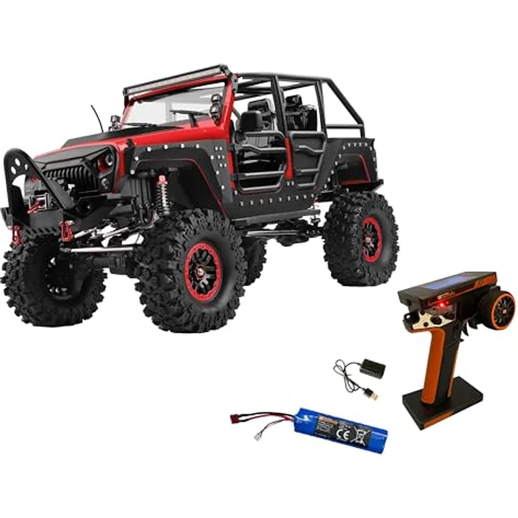 DF Models DF-4S Pro BL Crawler, ferngesteuertes Offroad-Auto im Maßstab 1:10, bürstenloser Elektromotor, bis zu 13 km/h, rot – Bild 2
