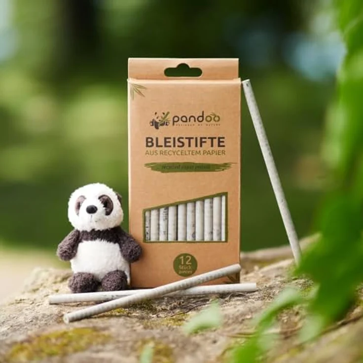 pandoo Bleistift 12-tlg, umweltfreundliche Bleistifte aus recyceltem Zeitungspapier, grau – Bild 5