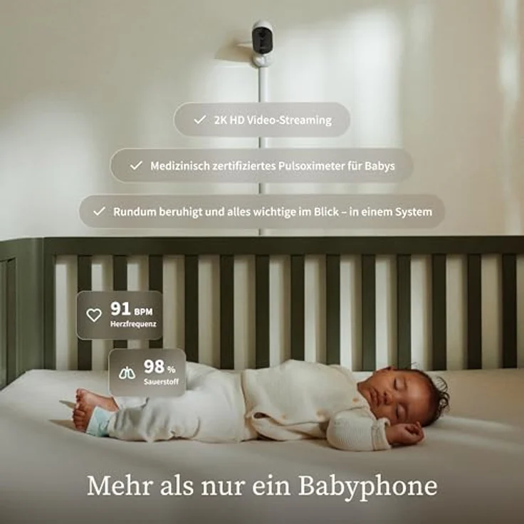 Owlet Dream Duo Smart Baby Monitor – Dream Sock® Sensor, 2K HD Kamera, Puls- & Sauerstoffmessung, Schlafanalyse, WLAN & App-Steuerung, Bedtime Blue – Bild 5