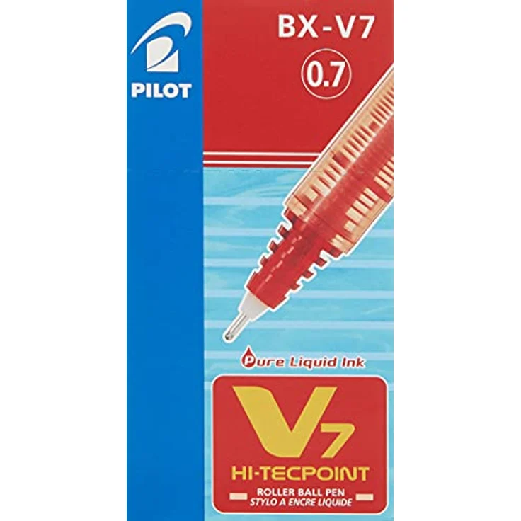 Pilot Cf12 Rolle Hi-tecpoint V7, Tintenroller mit feiner 0,5 mm Strichbreite, rote Tinte, 12er Pack – Bild 4