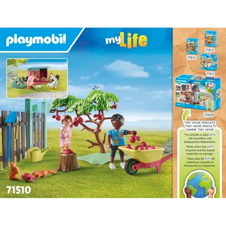 PLAYMOBIL 71510 Kleine Hühnerfarm im Tiny House Garten Spielset, Mehrfarbig, nachhaltig aus über 80% recycelten Materialien – Bild 5