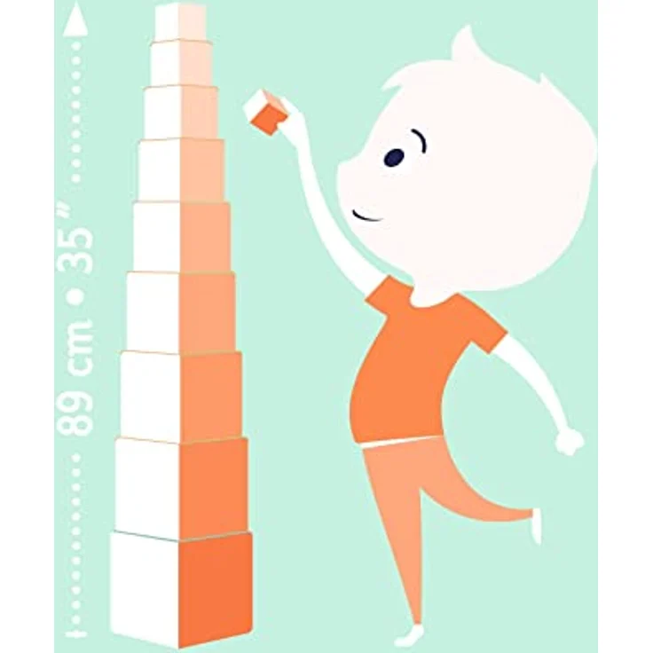 DJECO Stapelspielzeug Stapelturm Wilde Tiere, 10 Würfel aus stabilem Karton, Lernspiel für Kinder ab 12 Monaten, 13 x 13 x 13 cm – Bild 4