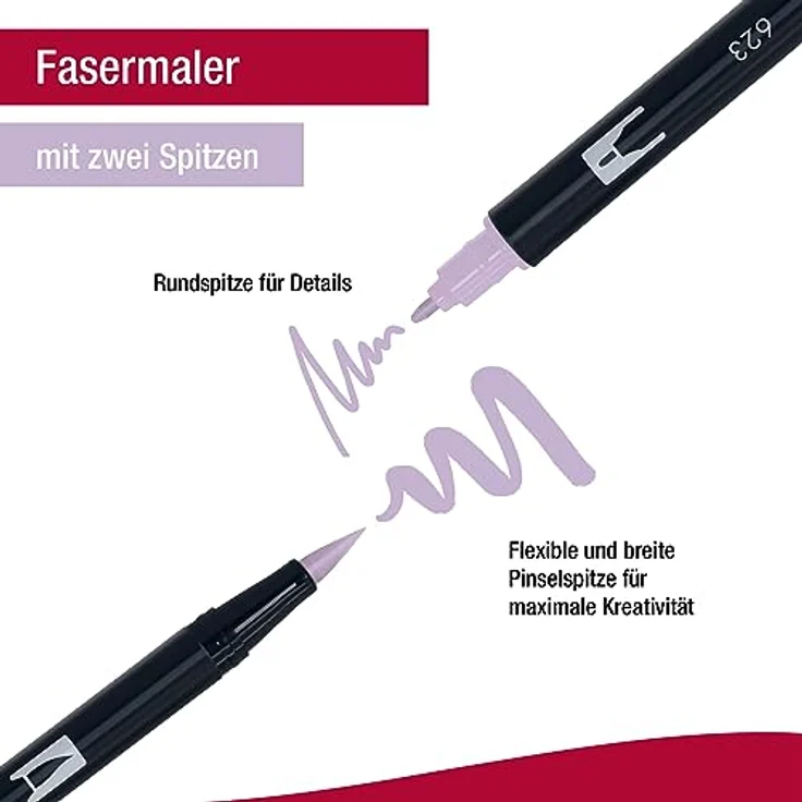 TOMBOW Filzstift, Aquarellierbarer Fasermaler mit zwei Spitzen, 18er-Set, Pastellfarben – Bild 5