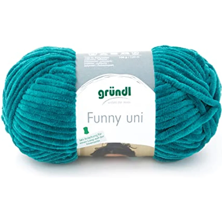 Gründl Funny uni Strick- & Häkelgarn (samtartiges Chenille-Garn aus 100% Polyester, 100 g / 120 m, Nadelstärke: 5-6, 1 x 100 g), Petrol – Bild 1