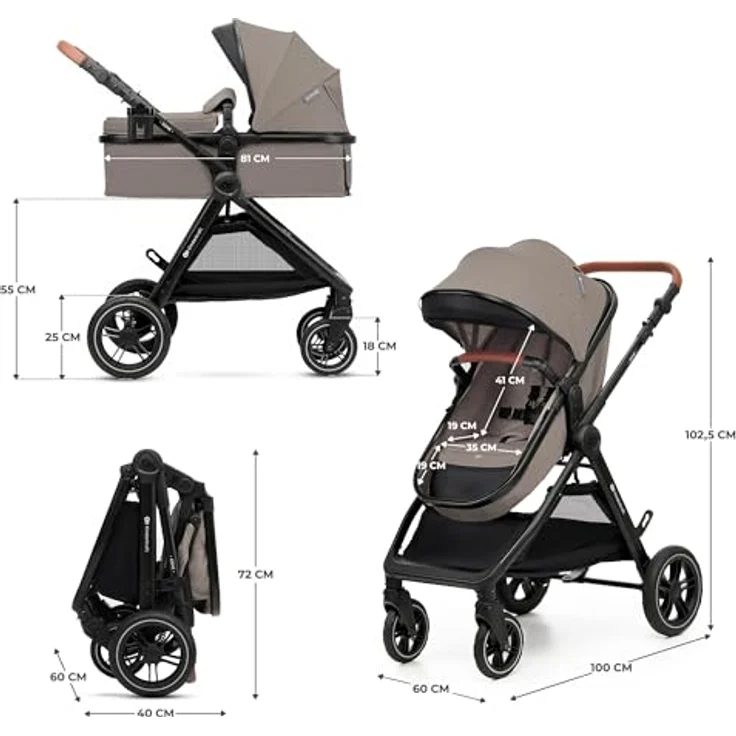 Kinderkraft ESME PRO 3in1 Kombikinderwagen, beige, bis 25 kg, leichtes Manövrieren – Bild 3