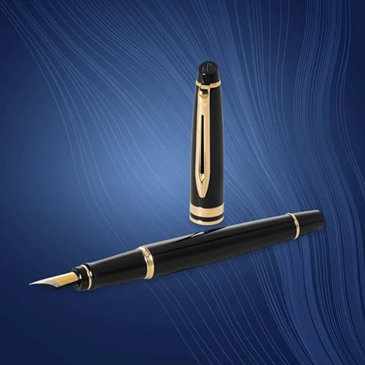 Waterman Expert Füllfederhalter, Schwarz mit goldenen Zierteilen, moderne Eleganz und geschmeidige Edelstahlfeder – Bild 5