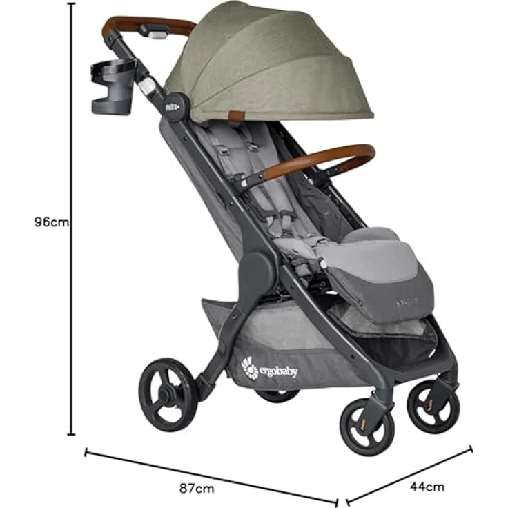 Ergobaby Metro+ Deluxe Kinderwagen Buggy mit Liegefunktion, Kinder-Buggy ab Geburt bis 22kg, Zusammenklappbar und Autositz Kompatibel, höhenverstellbarer Lenker, Empire State Green – Bild 7