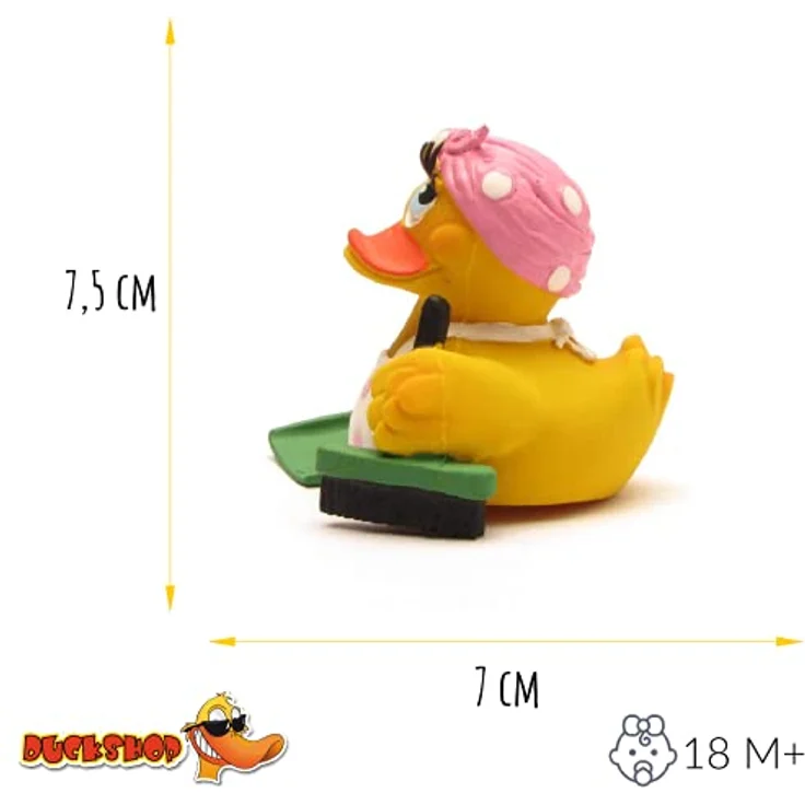 DUCKSHOP I Badeente Putzfrau Ente I Quietscheente I L: 7,5 cm – Bild 4