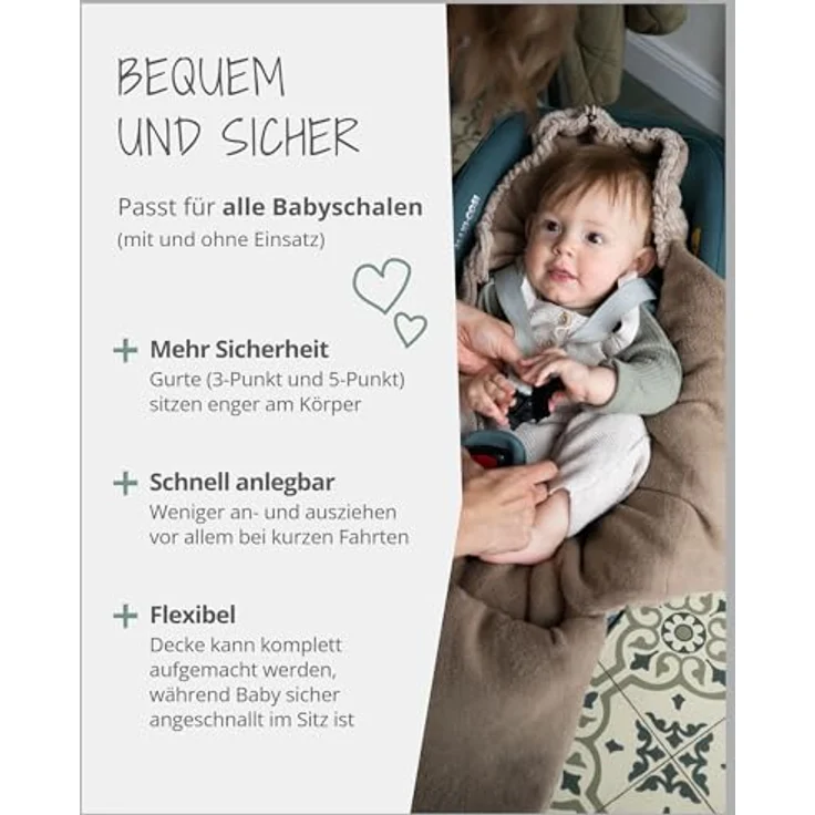 ULLENBOOM Einschlagdecke Babyschale, 100% OEKO-TEX Materialien, Cord Sand (Made in EU) - Kuschelige Babydecke für Kindersitz oder Kinderwagen, ideal für Herbst und Winter – Bild 5