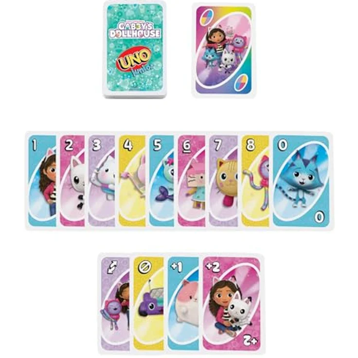 Mattel Gabby's Dollhouse - UNO Junior Kartenspiel, für Kinder ab 3 Jahren, mit niedlichen Motiven – Bild 4