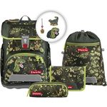 Step by Step Schulranzen-Set Cloud „Dino Torex“, 5-teilig, ergonomischer Tornister in grün mit Dino-Design, höhenverstellbar, 19L, mit Reflektoren und Hüftgurt für Jungen ab der 1. Klasse