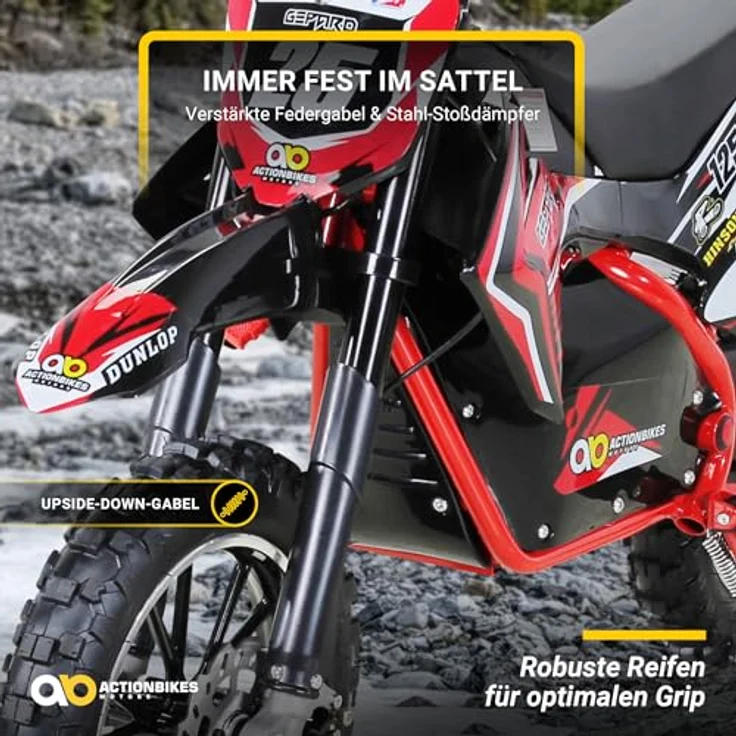 Kinder Mini Enduro Crossbike Gepard Elektro 500 Watt Motorcrossbike Pocketbike (Rot) – Bild 4