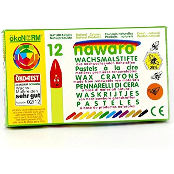 ökoNORM Nawaro Wachsmalstifte, 12 Farben, umweltfreundlich und ungiftig