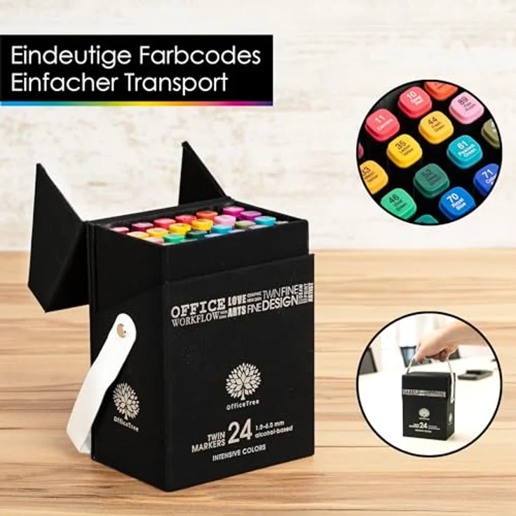 OfficeTree 24 Alkohol Marker - Intensive Farben - Twin Marker Set zum Zeichnen und Malen - Touch Marker Stifte auch als Manga Stifte – Bild 4