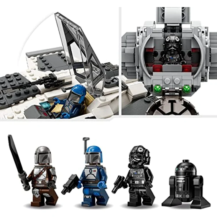 LEGO 75348 Star Wars Mandalorianischer Fang Fighter vs. TIE Interceptor Set, Starfighter Spielzeug zum Bauen für Kinder mit 3 Minifiguren, Droide und Dunkelschwert – Bild 4