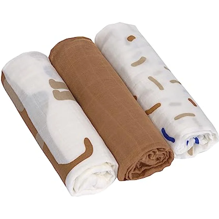 LÄSSIG Baby Mulltuch Spucktuch Puckdecke 3er Set Baumwolle 80 x 80 cm/ Heavenly soft Swaddle L Little Mateys Dog – Bild 1