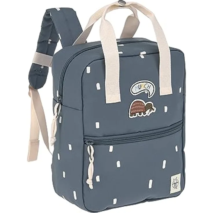 LÄSSIG Kinderrucksack mit Brustgurt Kindergartentasche Kindergartenrucksack 28 cm, 5,5 Liter, 3 Jahre/Mini Square Backpack Happy Prints Dunkelblau