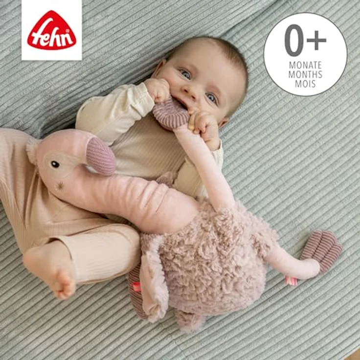 Fehn Kuscheltier Flamingo XL, Spielgefährte und Beschützer, 56 cm, Plüsch, maschinenwaschbar bei 30°C, für Babys ab 0+ Monaten – Bild 3