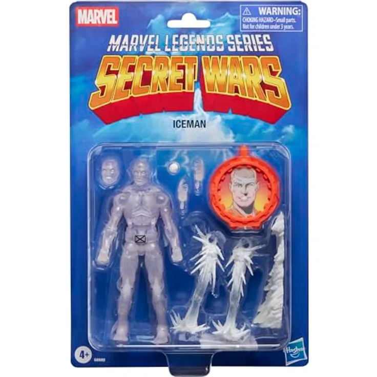 Marvel Legends Series Secret Wars Ice Man, X-Men Retro Action-Figur zum Sammeln, 15 cm mit austauschbaren Köpfen und Eiseffekten
