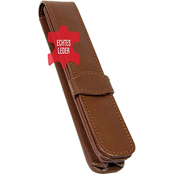 ONLINE Classic Lederetui für einen Stift I Braunes Stifteetui mit Stecklasche für Schreibgeräte aller Marken I Echtleder I Kugelschreiber-Etui, Füller-Etui, Schreib-Etui I 14,5x 2,5x 2,5 cm (LxBxH) – Bild 1