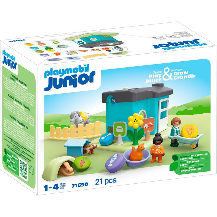 Playmobil® Konstruktions-Spielset Tierpension mit Futterspender (71690), JUNIOR, (21 St), Made in Europe