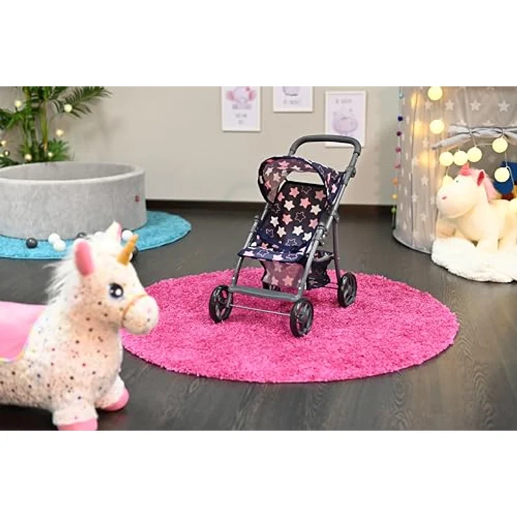 Knorrtoys 16843 Puppenbuggy Liba, höhenverstellbarer Schieber mit verstellbarem Verdeck, Star Blue pink, für Puppen bis 46 cm – Bild 2