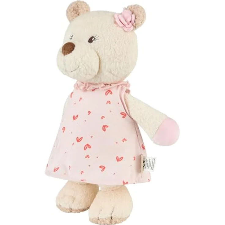 Sterntaler Kuscheltier L BÄR Betty, weich wattierter Stoffbär mit bedrucktem Kleid und 3D Blume am Ohr – Bild 1