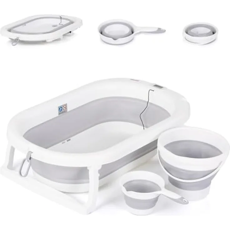 Chipolino Babybadewanne Spa, faltbare Babybadewanne mit integriertem Thermometer und Ablauföffnung, 72 cm, ab Geburt geeignet