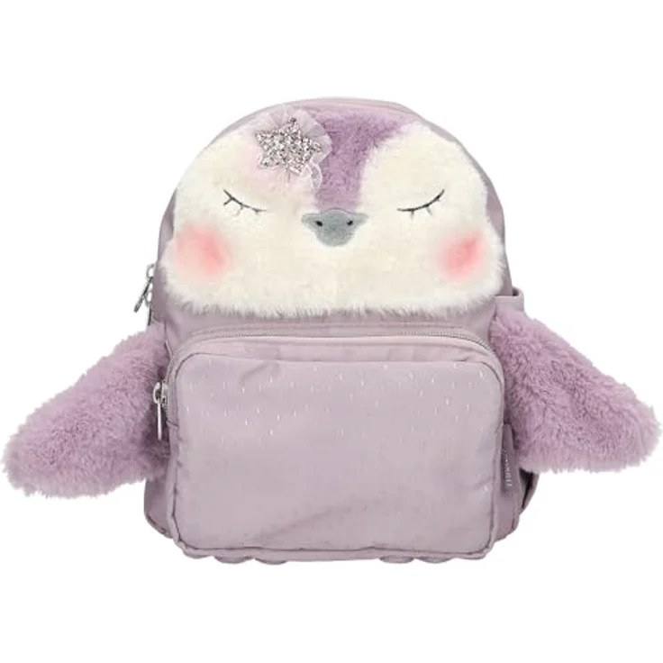 Depesche 13159 Princess Mimi Penguin Rucksack in Flieder, mit Pinguin Motiv, Plüschfell, verstellbaren Trägern und geräumigem Hauptfach – Bild 1