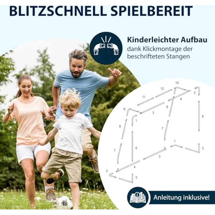 HUDORA Start Fußballtor 180 x 120 x 60 cm - Standfest & hochwertig mit Klicksystem - Garten-Tor für Kinder & Erwachsene, weiß – Bild 4