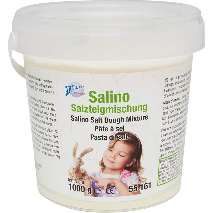 CREARTEC Modelliermasse Salino-Salzteigmischung, 1 kg, hautfreundlich, elfenbeinfarbig