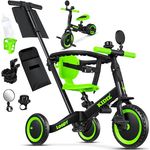 Kidiz 6in1 Laufrad Dreirad | Schwarz | Laufräder Lauffahrrad Kinderdreirad ab 1 Jahr bis 5 Jahre | Lauflernhilfe belastbar bis 25Kg | inkl. Lenkstange Sicherheitsbügel Sicherheitsgurt Klingel & Spiegel