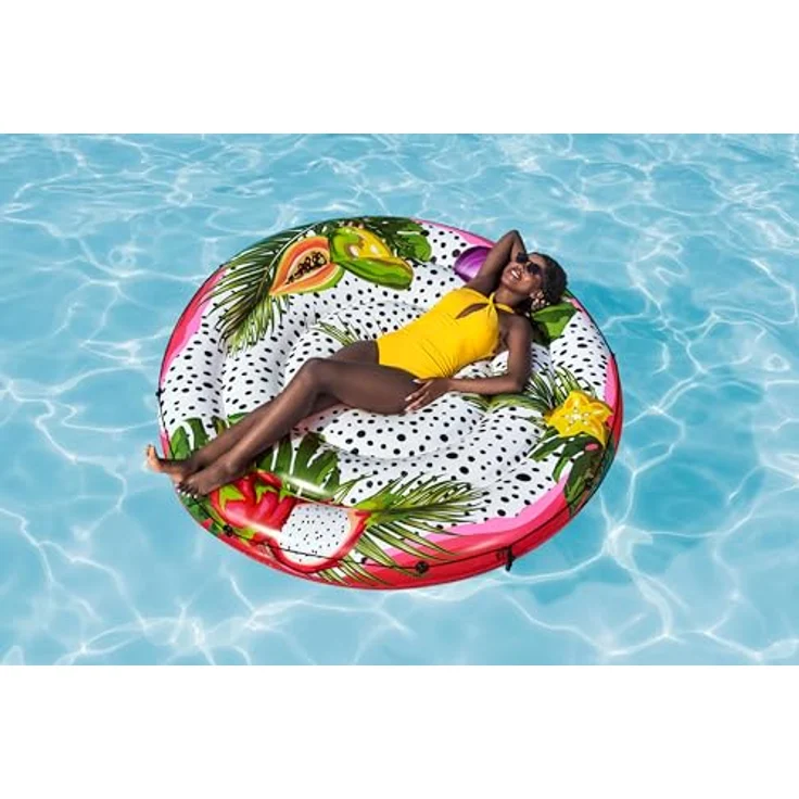 Bestway Inflatable Ride On Fruits 43720, aufblasbare Insel für 2 Personen mit bunten tropischen Grafiken, 1.88m – Bild 2
