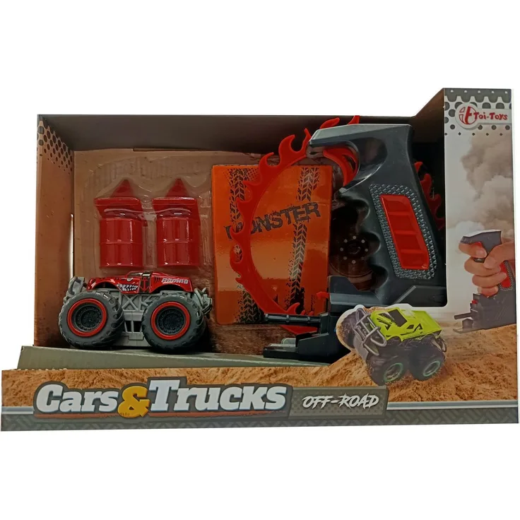 Toi-Toys CARS_TRUCKS Monster Truck Set mit Shooter und Rampe, Actionspielzeug für Kinder ab 3 Jahren