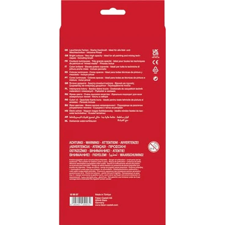 Faber-Castell 125027 Wasserfarbkasten mit 21 leuchtenden Farben, inkl. Pinsel und Mischpalette, ideal für Schule und Freizeit – Bild 2