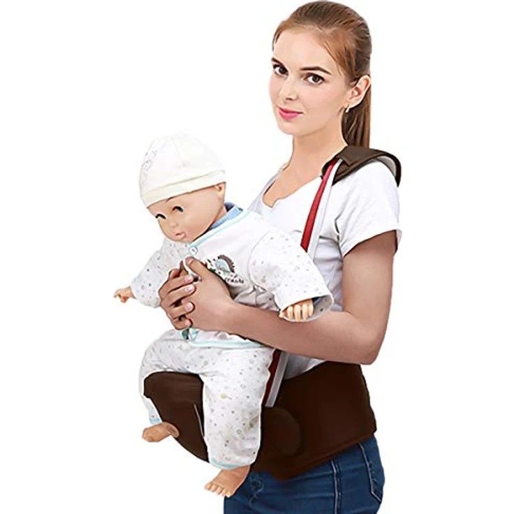SONARIN Multifunktionaler Hipseat Baby Carrier Babytrage,Freie Größe,Kleinkind-Hüft-Sitzträger,Vorderer Träger-Gurt,4 tragende Positionen(Braun) – Bild 3