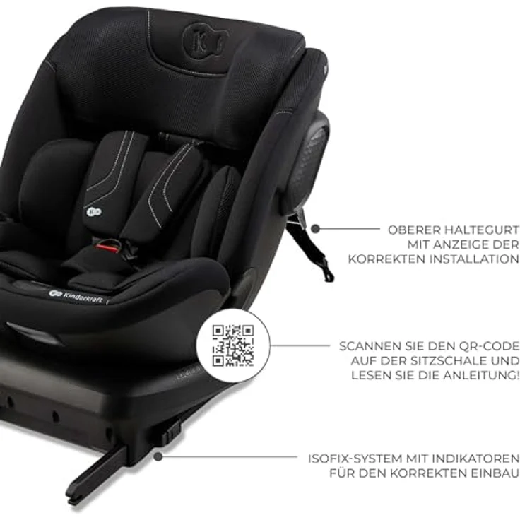 KinderKraft Xpedition 3, Reboarder Kindersitz nach ECE R129/i-Size, 360° Drehung, verstellbarer Sitzwinkel, erhöhter Seitenschutz, schwarz – Bild 13