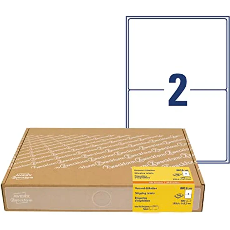 AVERY Zweckform 8018 Versandetiketten Art. 8018 (199,6 x 143,5 mm (A5) Adressetiketten selbstklebend für DHL und Hermes, Versandaufkleber, 3655, 300 Blatt, für alle Drucker) – Bild 1