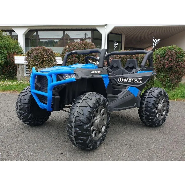 Business Navigator 24V Buggy UTV Bom, elektrisches Kinderfahrzeug mit 2x200W Motoren, bis 10 km/h, blau, Bluetooth, Fernbedienung, 2 Akkus