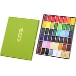 Kuretake Gansai Tambi Aquarellfarben, 48 Farben Set mit großformatigen Pans und Palette, wasserbasierte Pigmente in eleganter Eco-Verpackung