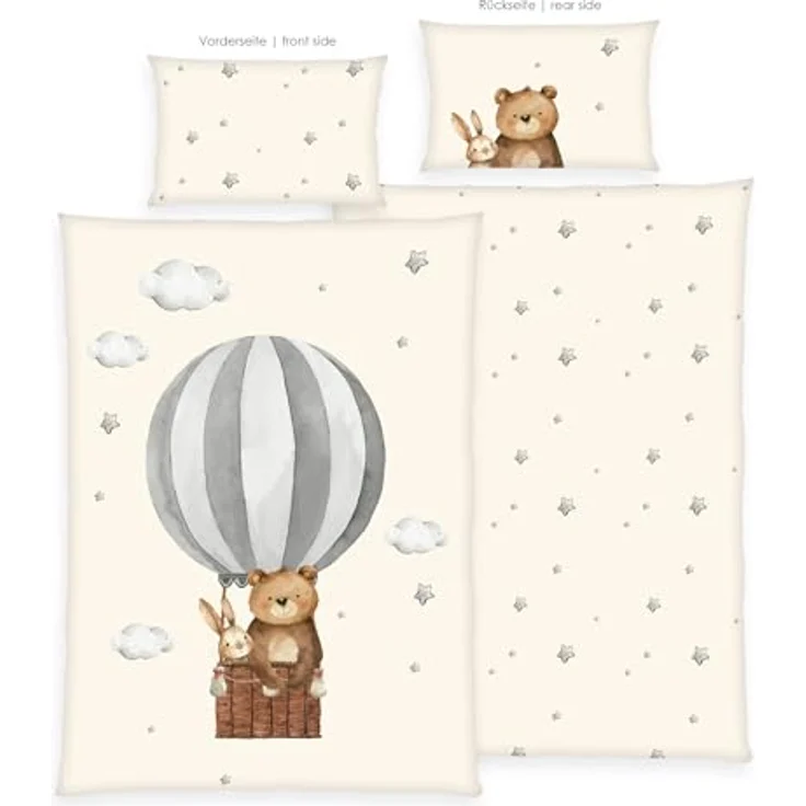Herding babybest Bettwäsche Ballonfahrt, 100% Baumwolle/Renforcé, Beige – Bild 2