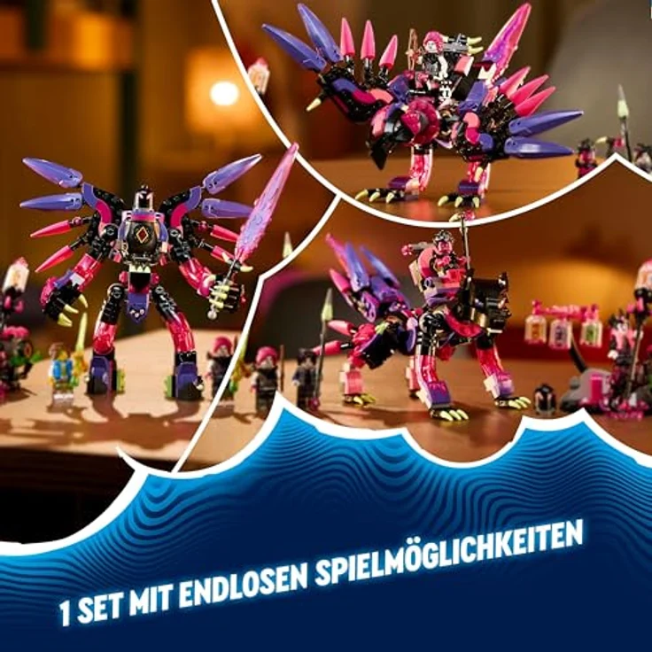 LEGO DREAMZzz 3-in-1 Die Albtraumkreaturen der Nimmerhexe, magisches Kinderspielzeug, baubarer Kessel, Wolf oder Rabe, Fantasy-Spielset für Mädchen und Jungen ab 9 Jahren 71483, mit 5 Minifiguren und Bauanleitung in der LEGO Builder App - Preisvergleich – Bild 5