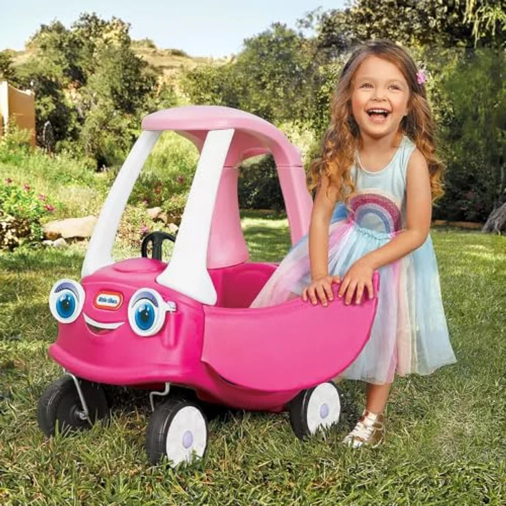 little tikes Princess Cozy Coupe - New Eyes Version, Rutschauto mit herausnehmbarem Bodenbrett, 360° drehbaren Vorderrädern und elterngesteuertem Griff, pink – Bild 3