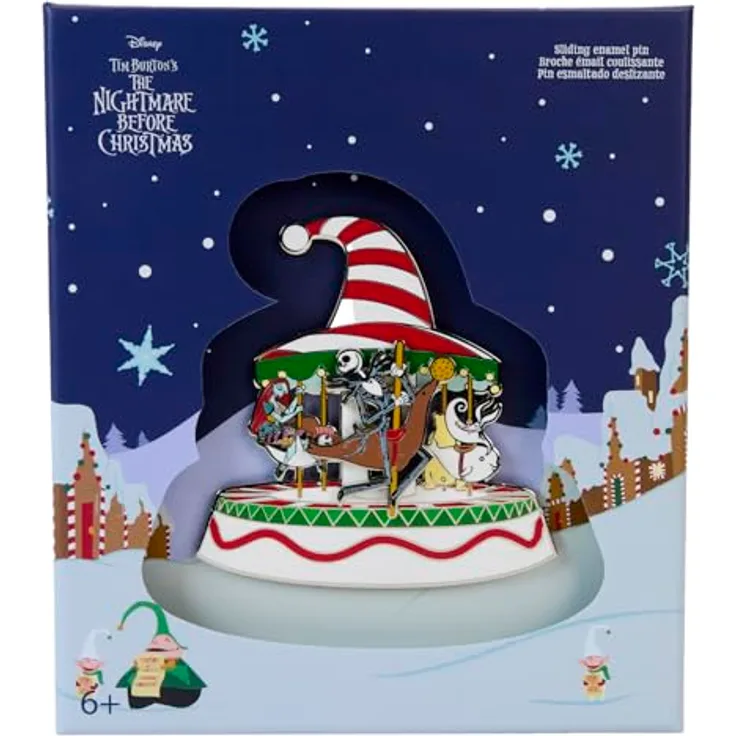 Loungefly Disney Nightmare Before Christmas Town Carousel, Emaille Pin mit detailliertem Design und Gothic-Ästhetik