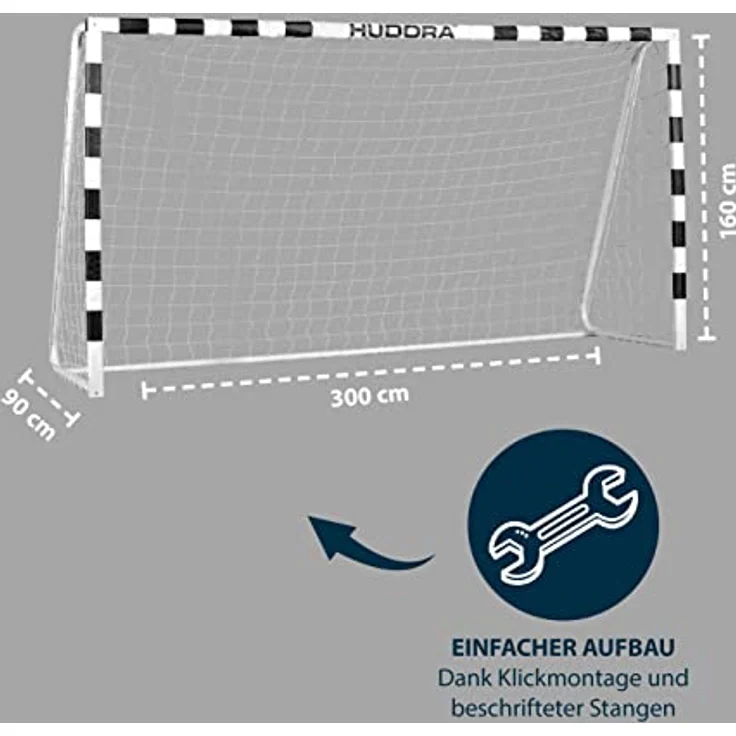 HUDORA Fussballtor Stadion - Tor für Kinder und Erwachsene - Fussball Tor 300 x 160 x 90 cm für Garten Outdoor - Weiß / Schwarz - 76909 – Bild 2